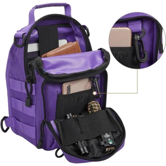 Tactical Bag Backpack, Purple - Picture 3 of 7